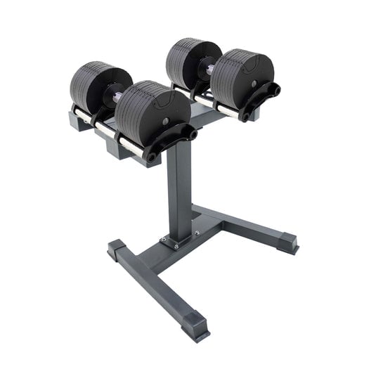 Powercore 36kg Smart Adjustable Dumbbells with Stand available at Veltron Fitness