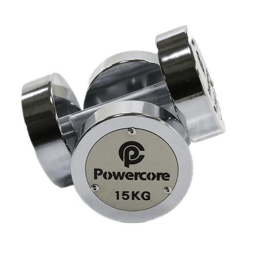 Powercore Electroplated Steel Dumbbell 15KG (pair) available at Veltron Fitness