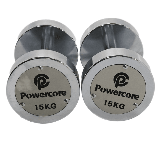 Powercore Electroplated Steel Dumbbell 15KG (pair), additional view 2 available at Veltron Fitness