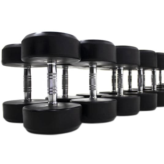 Powercore Round Rubber Dumbbell Set - 6 Pairs (27.5kg-40kg), additional view 3 available at Veltron Fitness