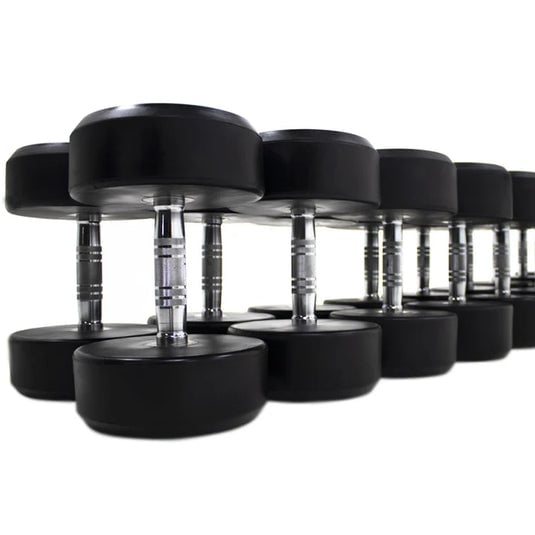 Round Rubber Dumbbells 42.5kg (Pair) available at Veltron Fitness