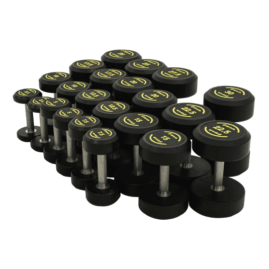 Shua Rubber Round Dumbbell Set - 12 Pairs (2.5kg-30kg), additional view 2 available at Veltron Fitness