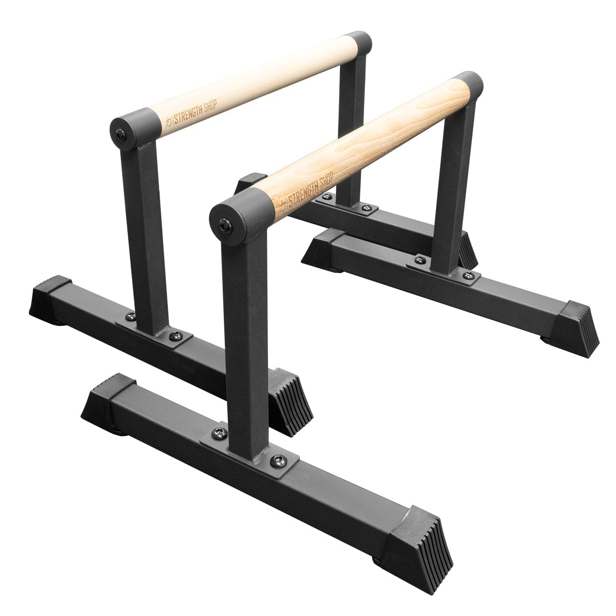 Wooden Grip Parallettes - 3 Sizes, Steel Base available at Veltron Fitness
